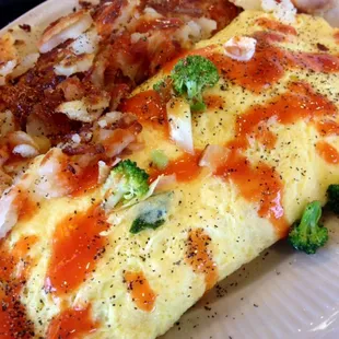 Veggie Omelet with Feta Cheese