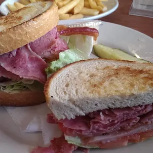 The almighty &quot;Piggy&quot; sandwich (corned beef, ham, and bacon)
