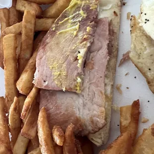 "Stacked Ham Sandwich" 8.95 for 3 small slices. Tasteless and way overpriced.