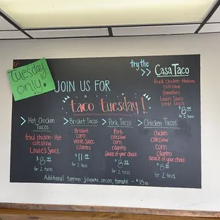 Tuesday&apos;s menu