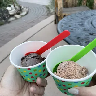 two cups of ice cream