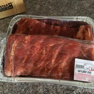 Bought this ribs at Louie's Marketplace for a surprise birthday party. 3 hours later - awesome rack of ribs made many for more.