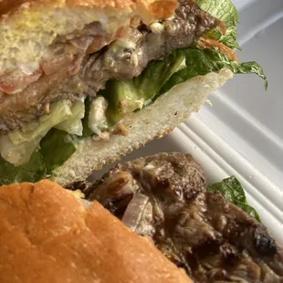 Ribeye Steak Sandwich with grilled onions!  Sooo good!!