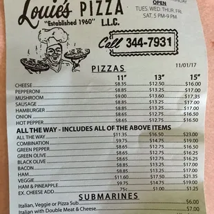 Menu and pricing as of 9/10/21.