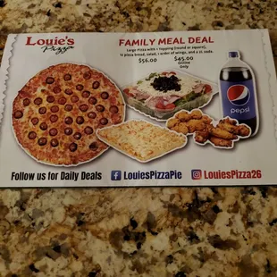Louie&apos;s Pizza Menu for Washington and Shelby Township locations.  1/3/2025
