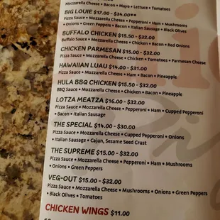 Speciality Pizza Menu from Louie&apos;s in Washington and Shelby Township locations.  1/3/2025
