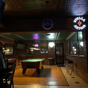 pool table and bar