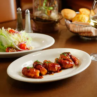 two plates of food on a table