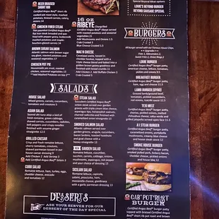 the menu