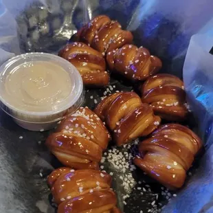 Pretzel bites with beer cheese sauce !