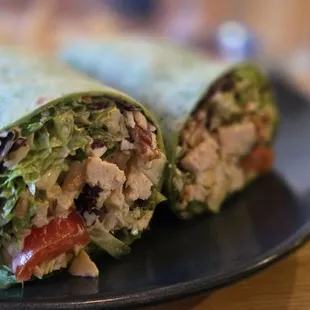 Chicken salad lunch wrap with fries