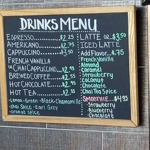 The quick drink menu