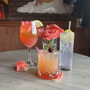 two cocktails on a table