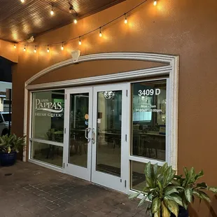 the front of the restaurant