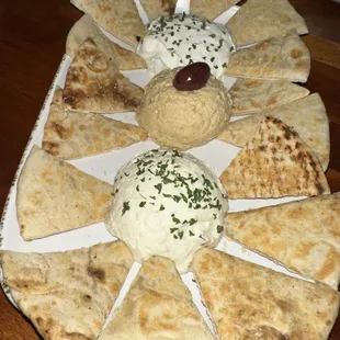 Trio of Spreads with Pita Chips