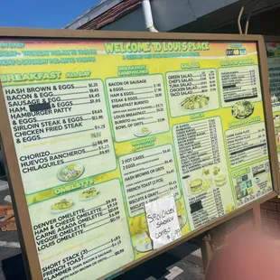 Drive thru menu