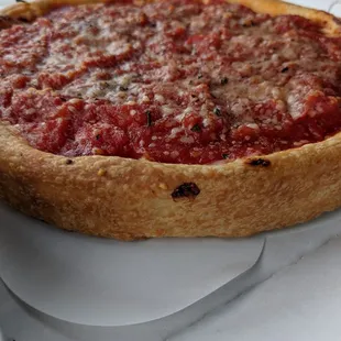 a deep dish pizza