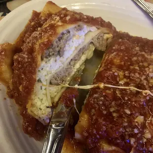 Interior shot of the meat lasagna