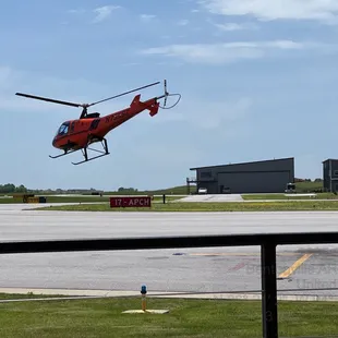 a helicopter taking off