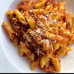 Penne Bolognese (vegan and gluten free)