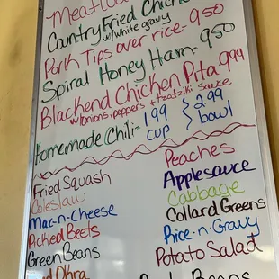 Todays menu