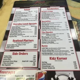 sushi and sashimi, menu