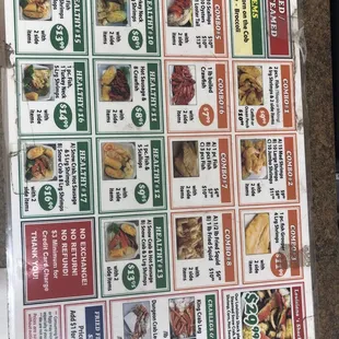 Menu as of June 2019