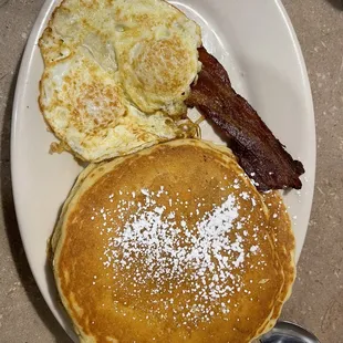 #2 Breakfast - eggs over medium, hickory bacon and pancakes
