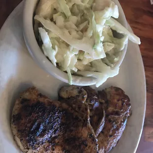 Blackened chicken and coleslaw