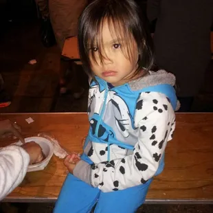 Not a happy camper b/c she couldnt ride the ferris wheel over and over.