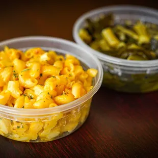 Mac and Cheese and Collard Greens