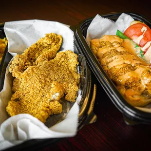 Catfish Dinner and Catfish Po'boy