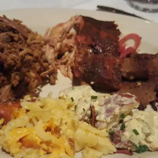 Pulled Pork, Chicken ,Ribs, Brisket, Potato Salad &amp; Mac &amp; Cheese.