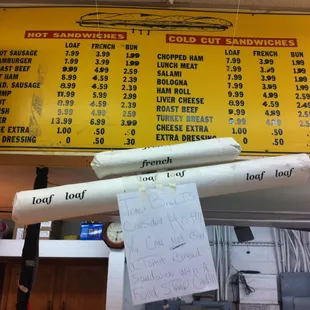 Deli Menu (doesn&apos;t include fried chicken or dinner plates)