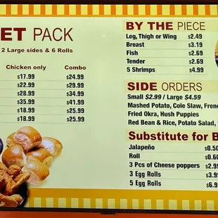 a menu for the restaurant