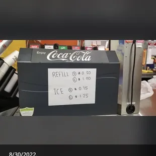 Additional charge for refills and ice.