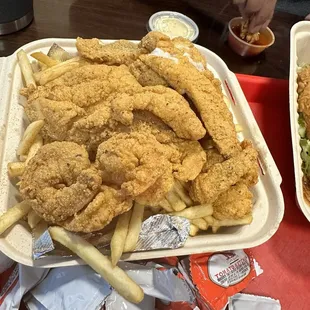 Catfish and shrimp plate