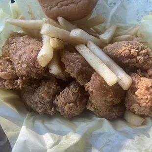 5 piece wings with fries about $12.00