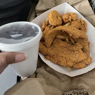 Grape Koolaid and fish with shrimp