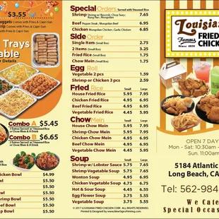 This's our to go menu. For party trays and other specialty orders please call us at 562-984-8450.