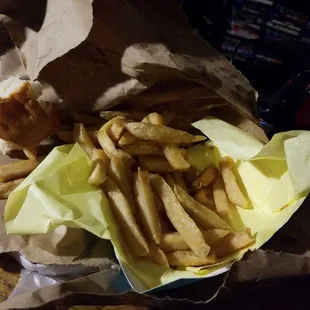 The fries were refryed and tasted disgusting.