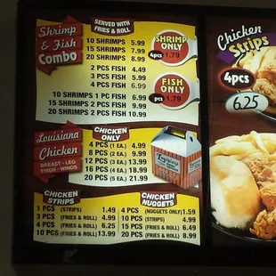 a menu for the restaurant