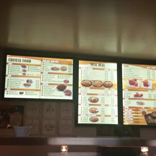 Half Chinese menu and the other half fried chicken.