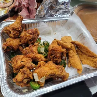 Fried chicken and fried fish