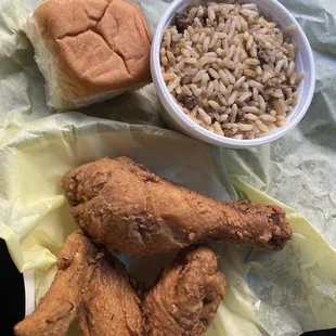 2 piece combo, with dirty rice