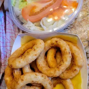Onion Rings and a salad