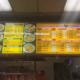 Menu as of January 3rd 2018