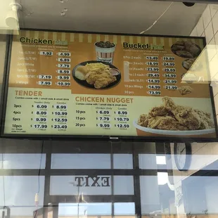 Fried chicken menu