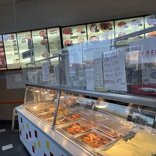 a display of food in a restaurant