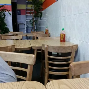 tables and chairs in a restaurant